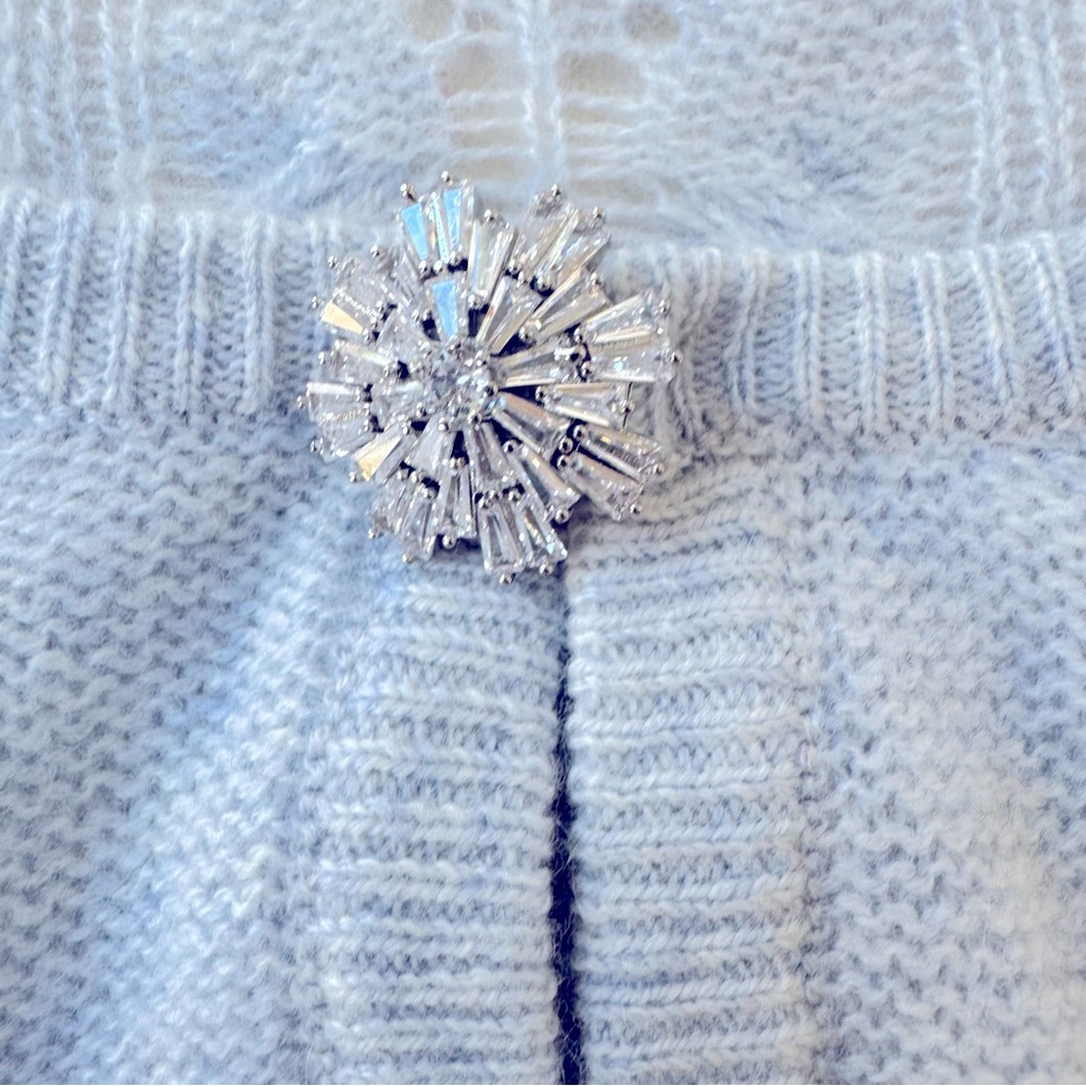LoveShackFancy Elba cardigan wool cashmere baby blue size M - Picture 9 of 16
